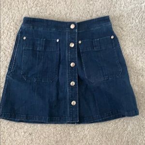 Rag & bone Siggy Front Button A Line Denim Skirt 0 Indigo
